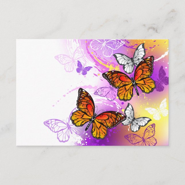 Monarch Butterflies on Purple Background Enclosure Card (Front)