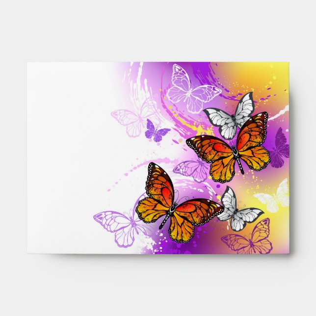 Monarch Butterflies on Purple Background Envelope (Front)