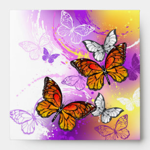 Monarch Butterflies on Purple Background Envelope
