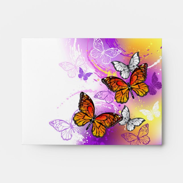 Monarch Butterflies on Purple Background Envelope (Front)