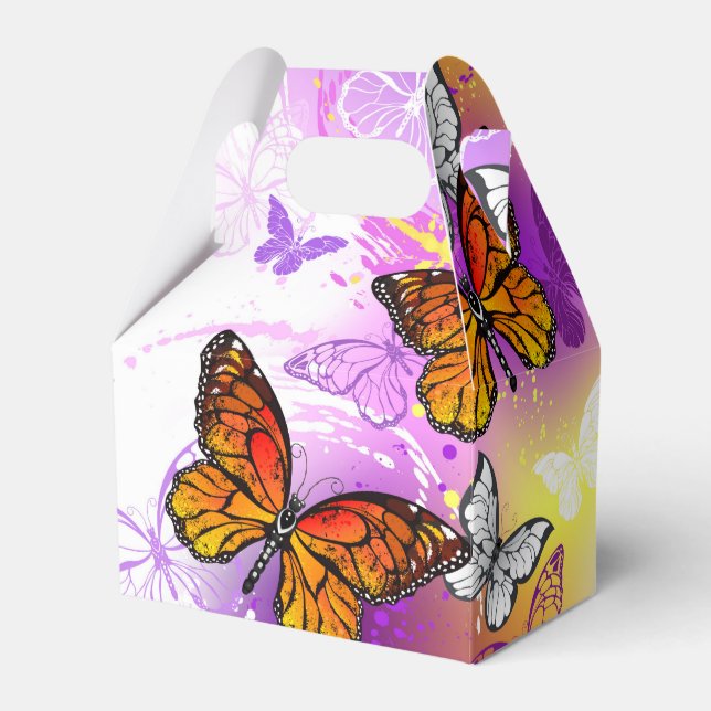 Monarch Butterflies on Purple Background Favor Box (Front Side)