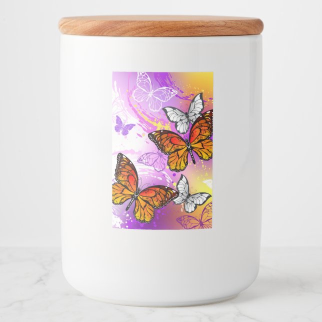 Monarch Butterflies on Purple Background Food Label (Front)