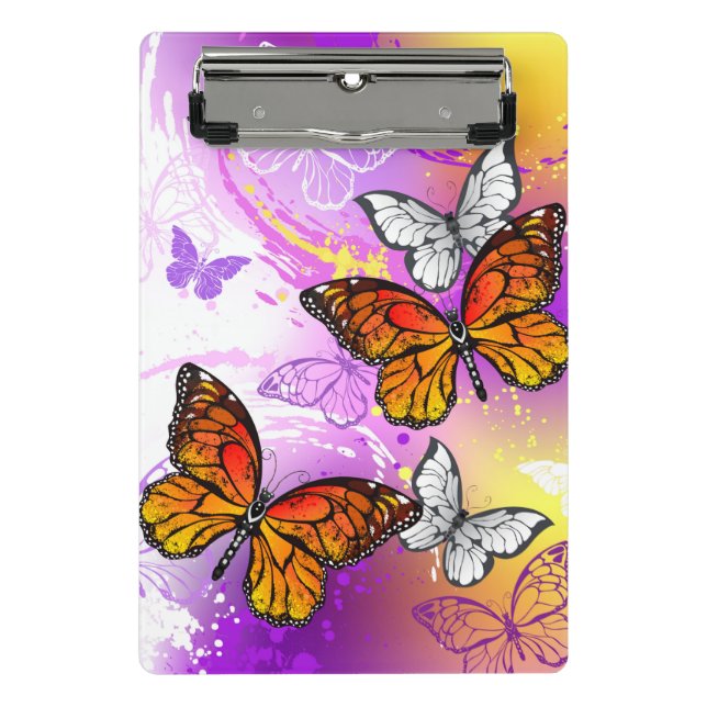 Monarch Butterflies on Purple Background Mini Clipboard (Front)