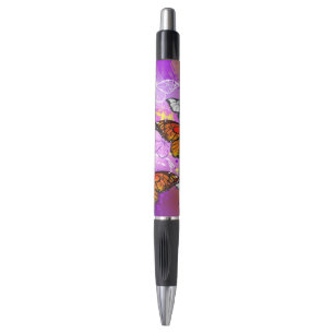Monarch Butterflies on Purple Background Pen