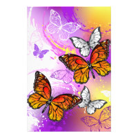 Monarch Butterflies on Purple Background