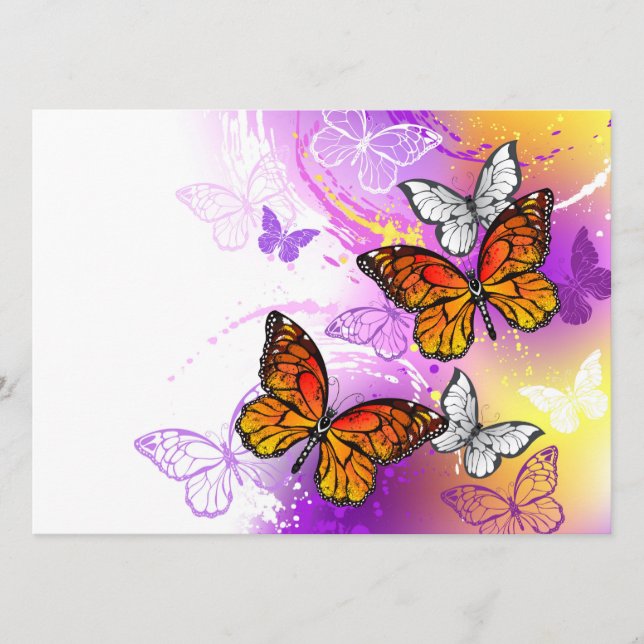 Monarch Butterflies on Purple Background Program (Front)