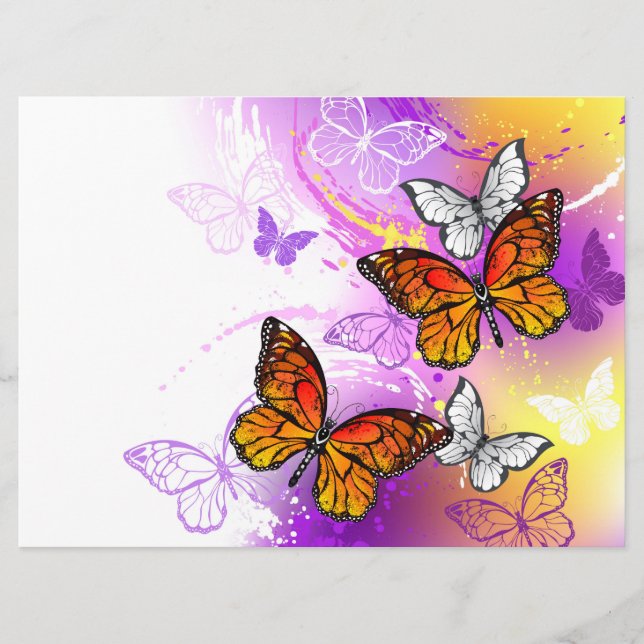 Monarch Butterflies on Purple Background Program (Front)