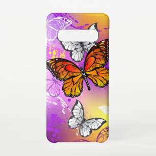 Monarch Butterflies on Purple Background Samsung Galaxy Case