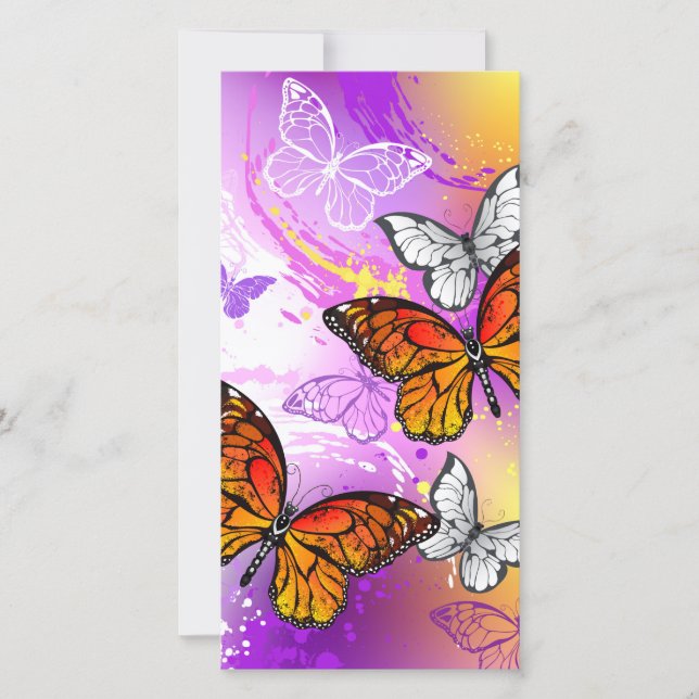 Monarch Butterflies on Purple Background Save The Date (Front)