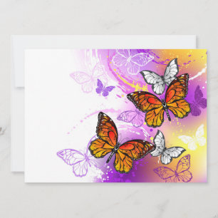 Monarch Butterflies on Purple Background Save The Date