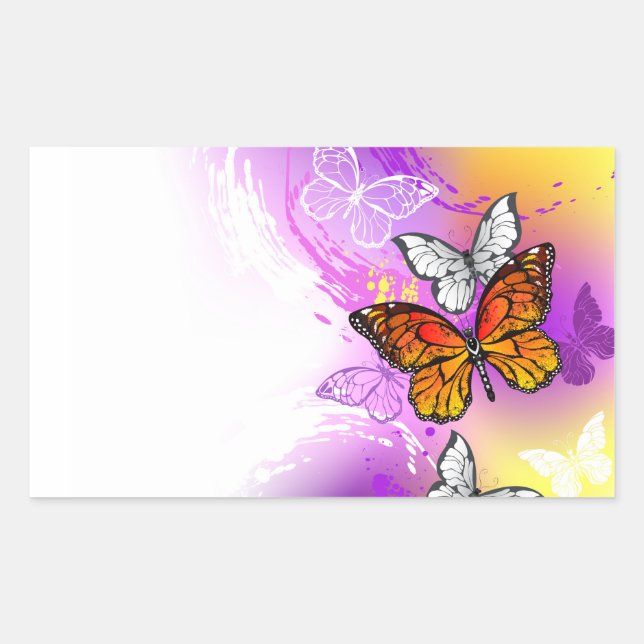 Monarch Butterflies on Purple Background Sticker (Front)