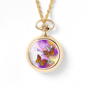Monarch Butterflies on Purple Background Watch
