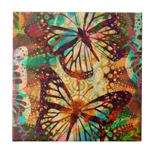Monarch Butterflies Psychedelic Tie Dye Tile