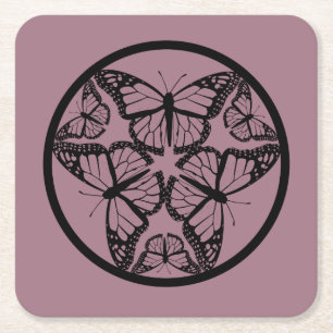 Monarch Butterflies - Wildlife Circle Series Square Paper Coaster