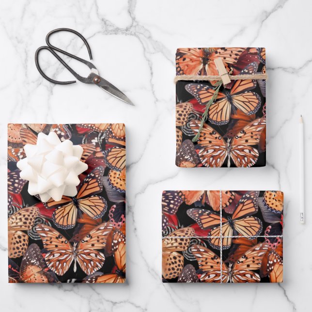 Monarch Butterflies Wrapping Paper Sheet (Front)