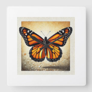 Monarch butterfly 231024IREF220 - Watercolor Square Wall Clock