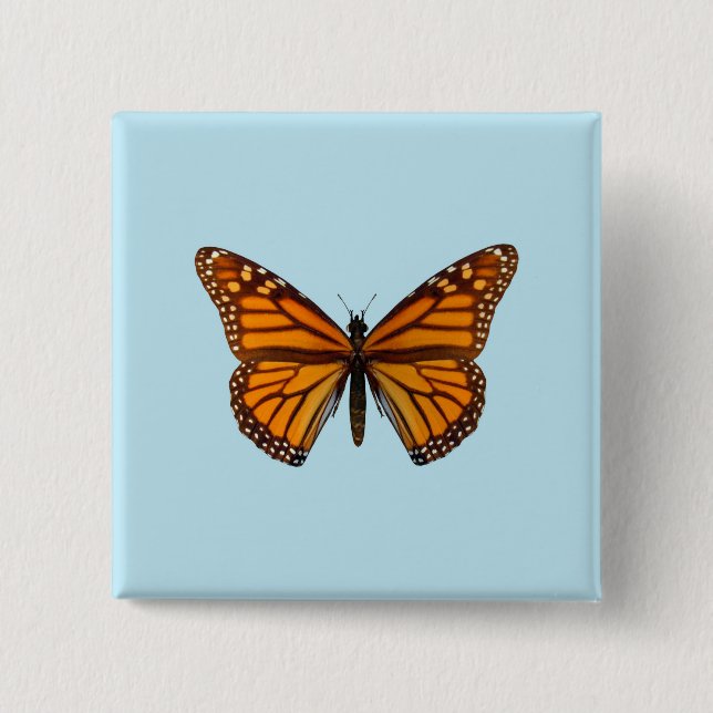 Monarch Butterfly 2 Inch Square Button (Front)