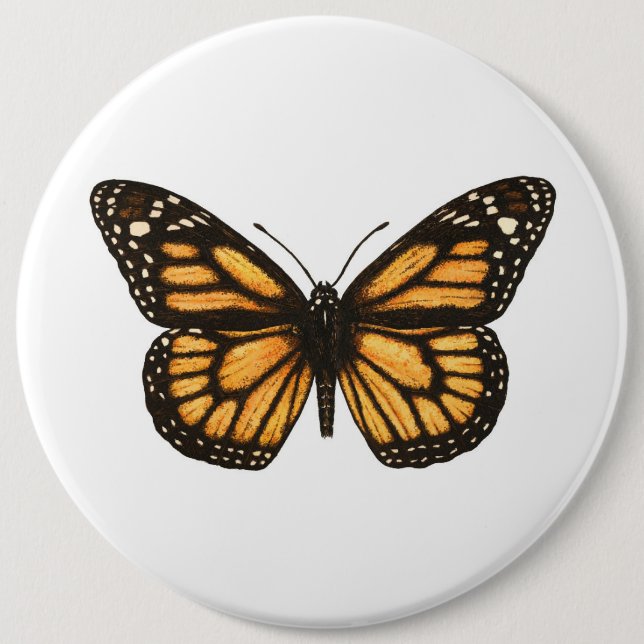 Monarch butterfly 6 inch round button (Front)