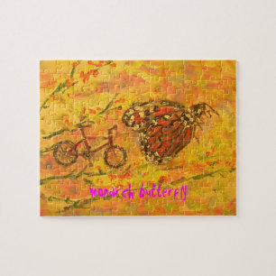 monarch butterfly and bicycle art jigsaw puzzle