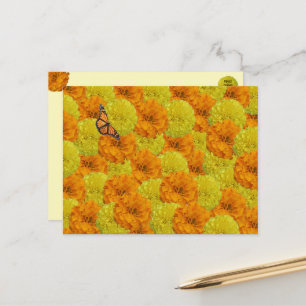 Monarch Butterfly and Marigolds Floral Postcard