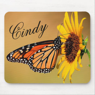 Monarch Butterfly and Sunflower Mouse Pad