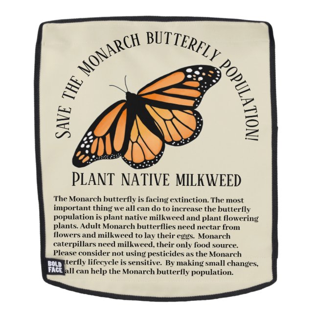 Monarch butterfly backpack (Removable Face)