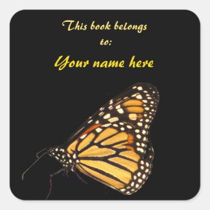 Monarch Butterfly Bookplate Square Sticker