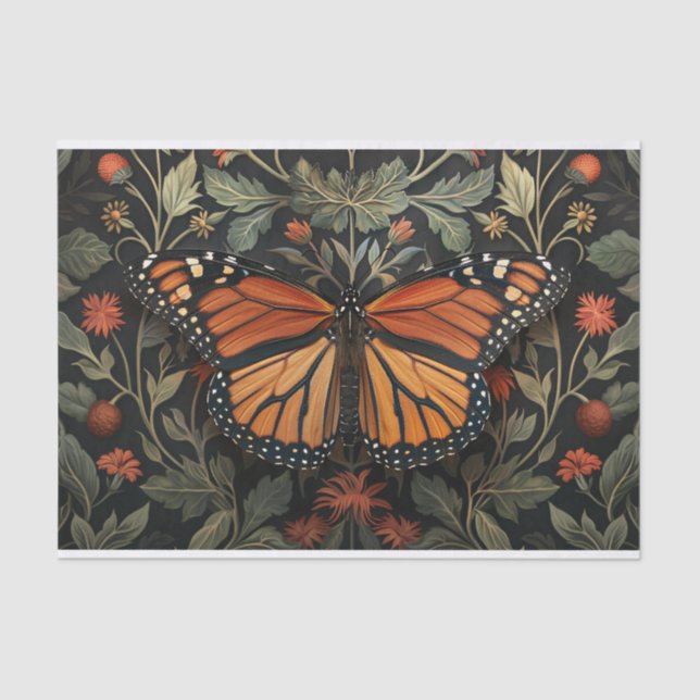 Monarch Butterfly Botanical Decoupage Tissue Paper (Front)