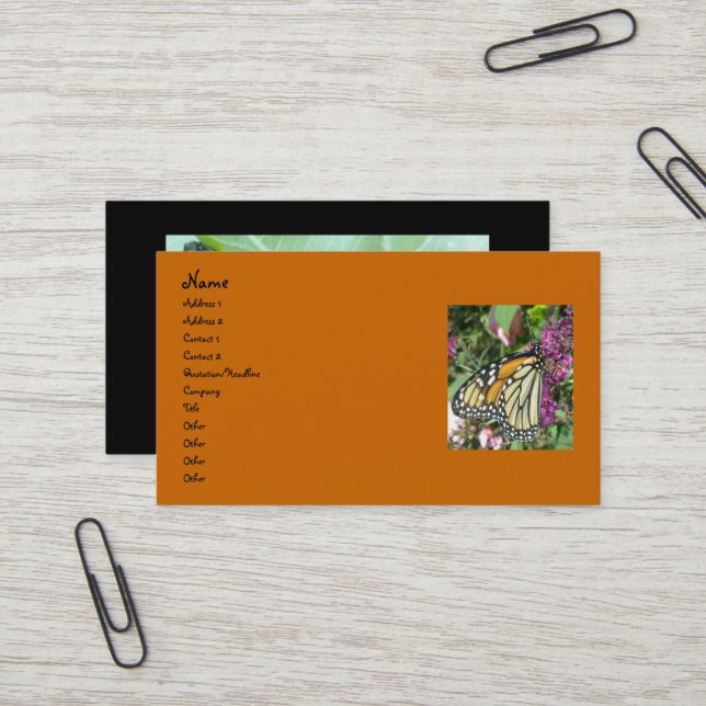 Monarch Butterfly Business Cards (Front/Back In Situ)