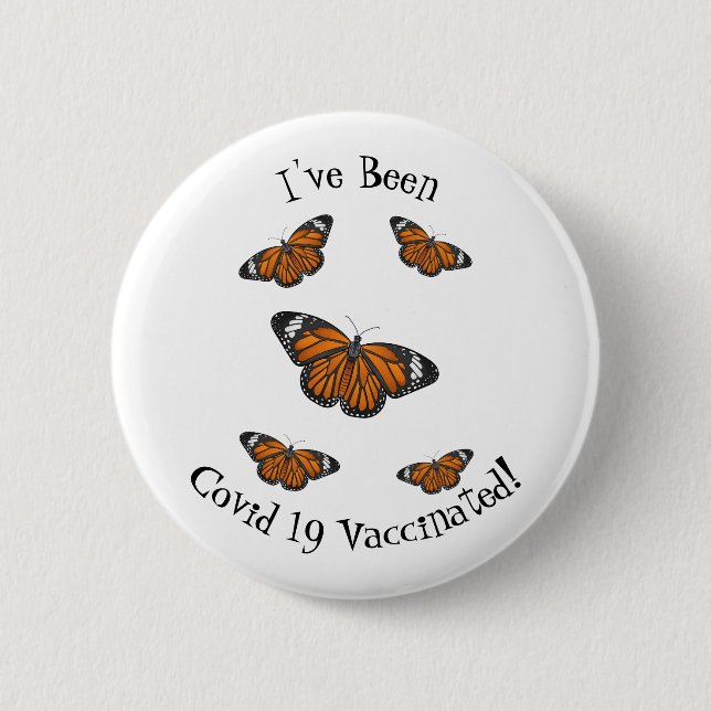 Monarch butterfly cartoon illustration 2 inch round button (Front)