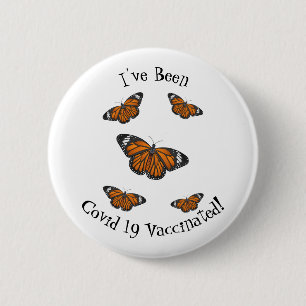 Monarch butterfly cartoon illustration 2 inch round button