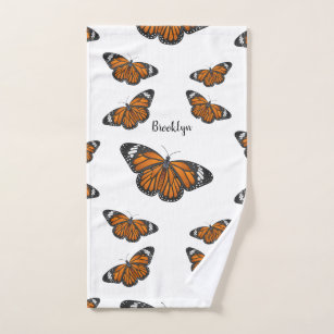 Monarch butterfly cartoon illustration bath towel set