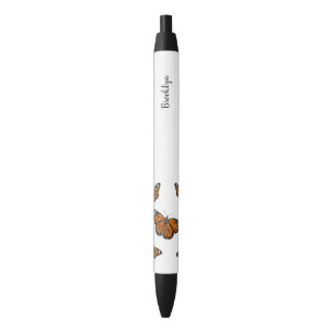Monarch butterfly cartoon illustration  black ink pen