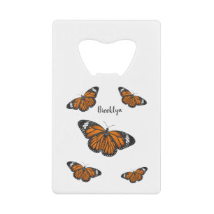 Monarch butterfly cartoon illustration credit card bottle opener