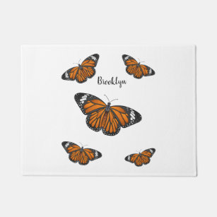 Monarch butterfly cartoon illustration doormat