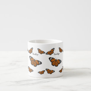Monarch butterfly cartoon illustration  espresso cup