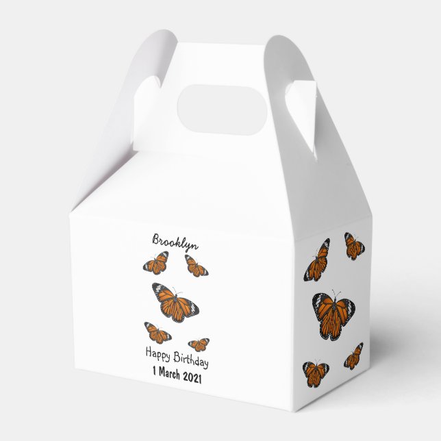 Monarch butterfly cartoon illustration favor box (Front Side)