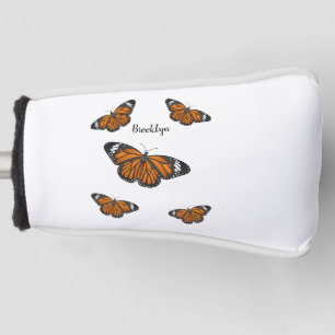 Monarch butterfly cartoon illustration golf head cover