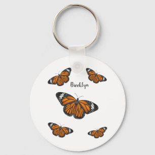 Monarch butterfly cartoon illustration keychain