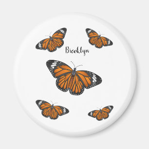 Monarch butterfly cartoon illustration  magnet