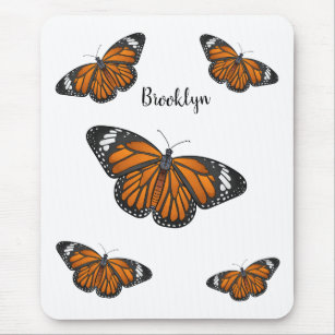 Monarch butterfly cartoon illustration mouse pad