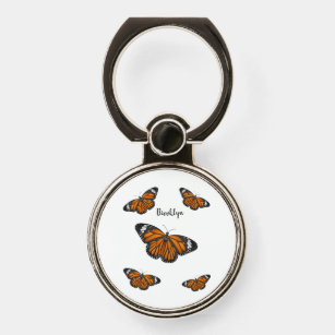 Monarch butterfly cartoon illustration  phone ring stand