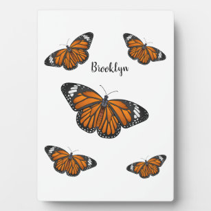 Monarch butterfly cartoon illustration plaque