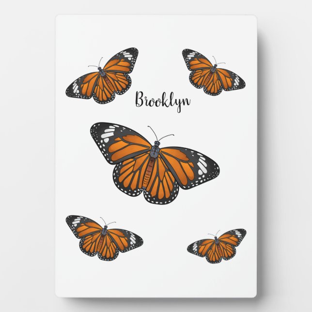 Monarch butterfly cartoon illustration plaque (Front)