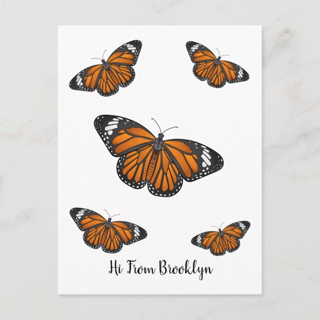 Monarch butterfly cartoon illustration  postcard (Front)