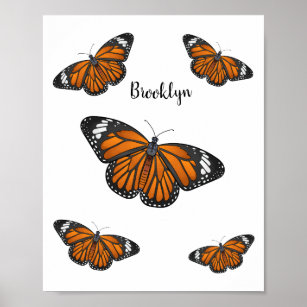 Monarch butterfly cartoon illustration  poster