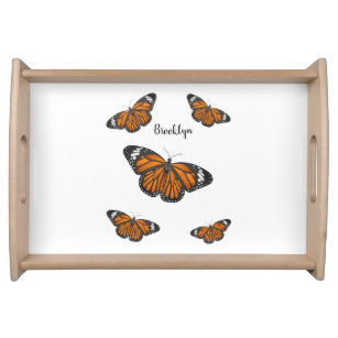 Monarch butterfly cartoon illustration  serving tray