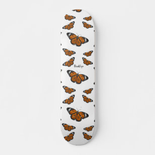 Monarch butterfly cartoon illustration  skateboard