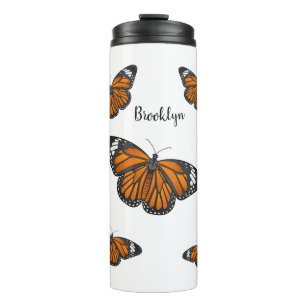 Monarch butterfly cartoon illustration  thermal tumbler