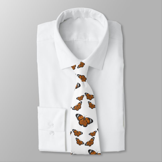 Monarch butterfly cartoon illustration tie (Tied)